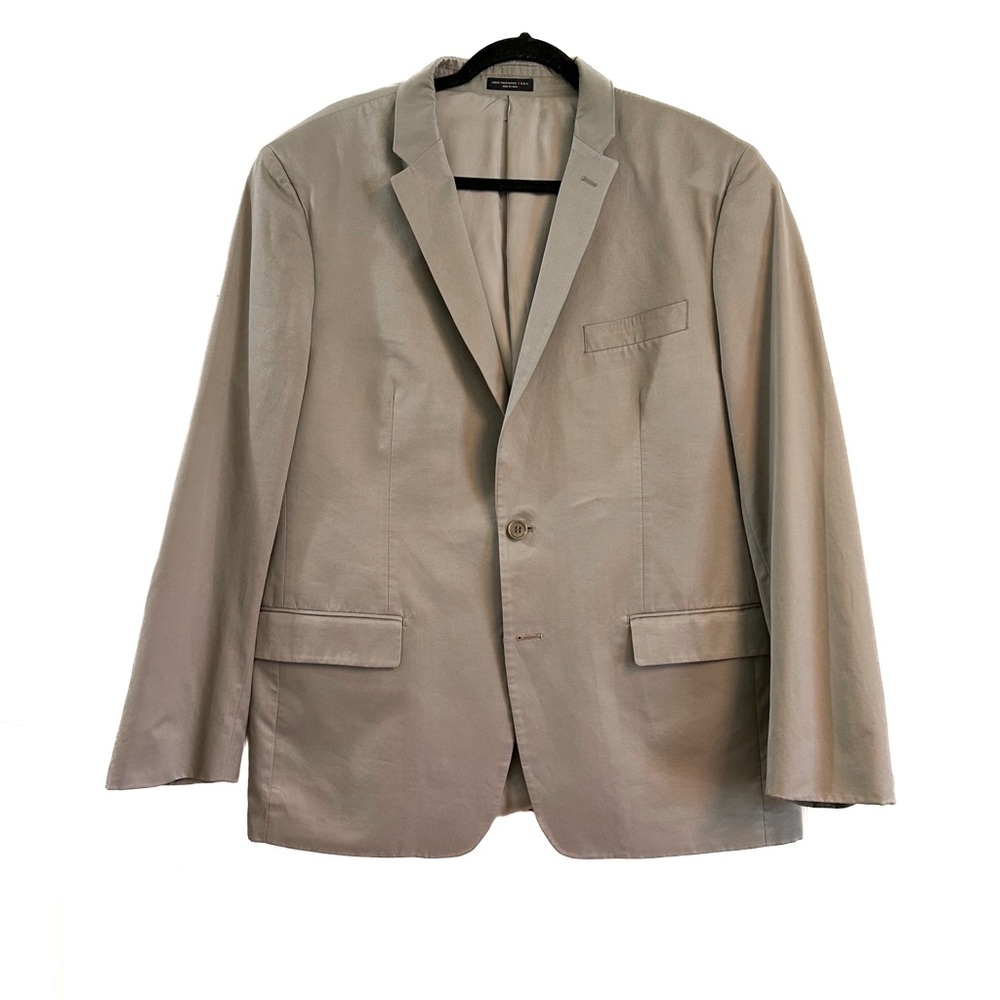 John Varvatos Beige Gray Men’s Blazer Sport Coat Business Designer Formal Sz 46R